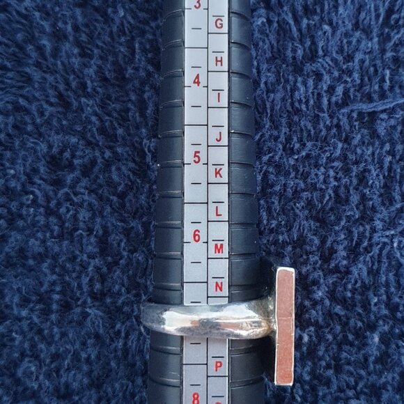 Very Unique Bold Vintage Faux Yellow Opal German Silver Ring - Picture 9 of 11